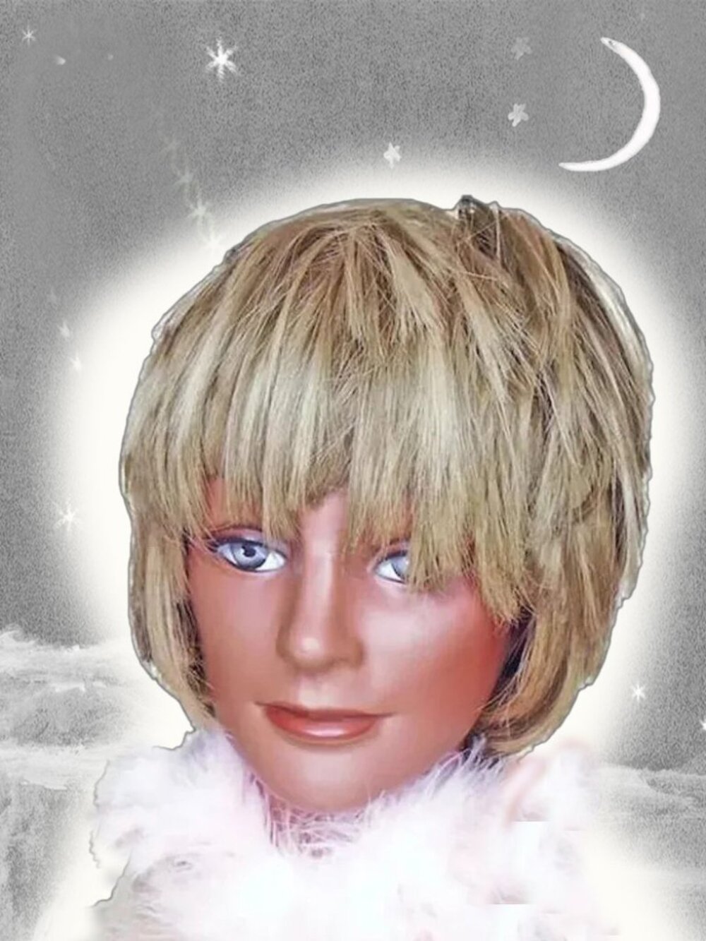 Shaggy Bob Wig, Multi-Toned Blonde, Heavy Bangs Glam Rock Courtney Love Grunge